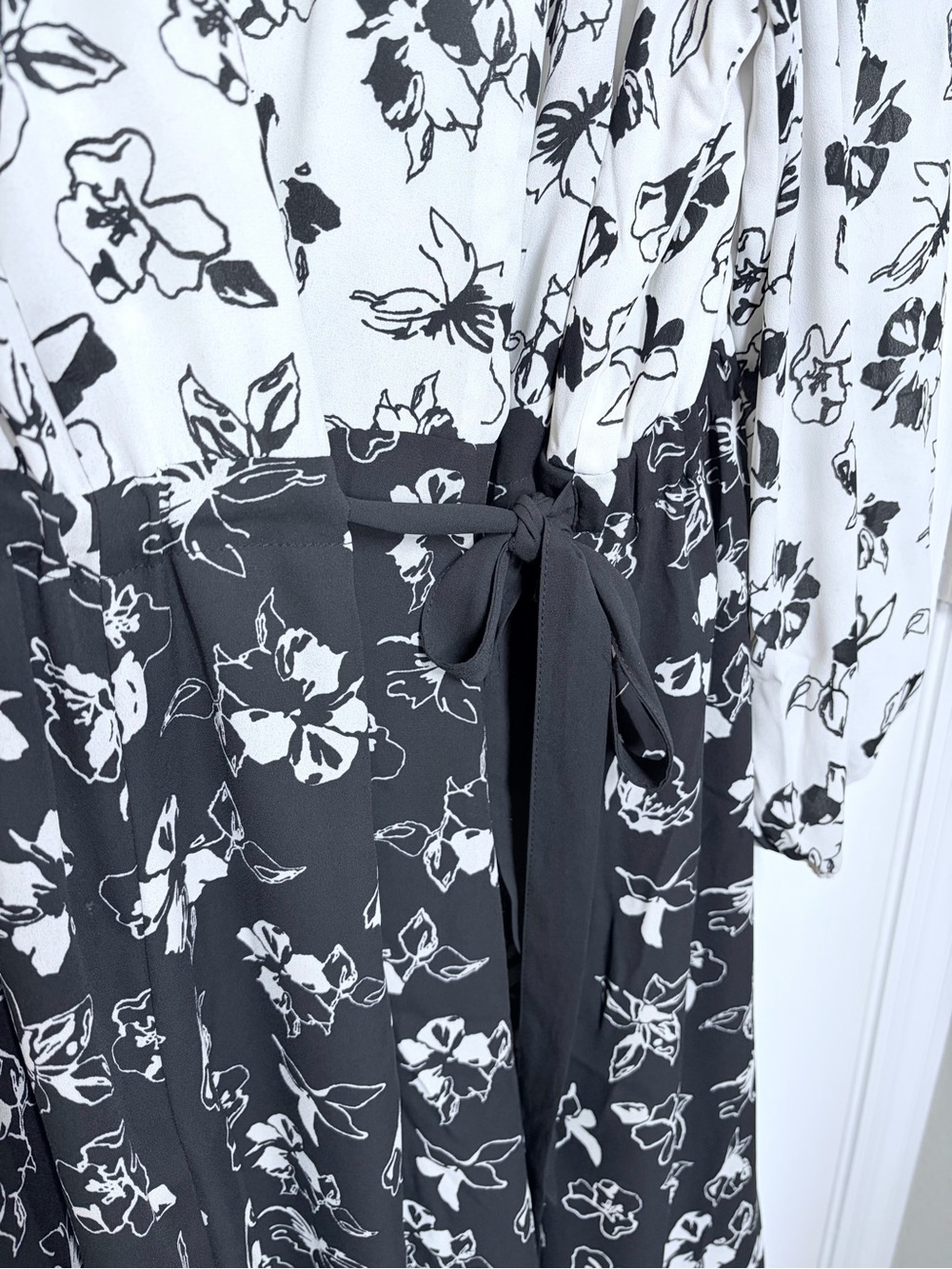 Lane Bryant Black and White Floral Midi Wrap Dress - Picture 4 of 10